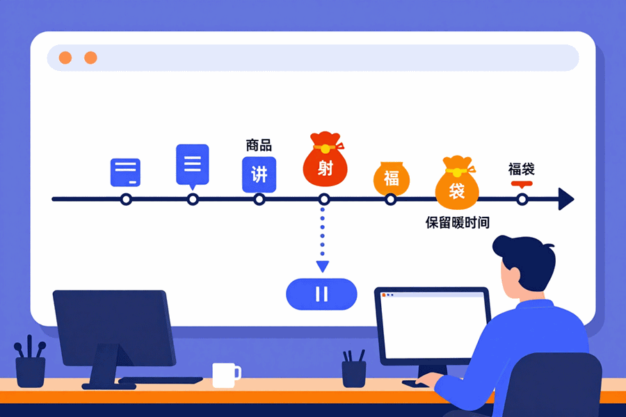 一人直播运营在时间轴上安排商品讲解和互动动作